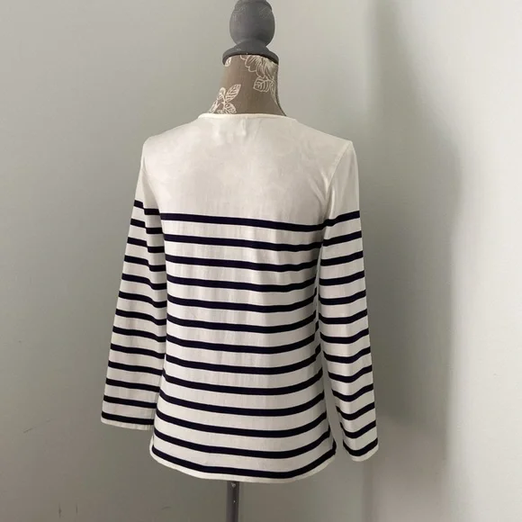 Sezane Loic Mariniere Breton Stripe Shirt White Ecru Blue XS - Picture 6 of 17
